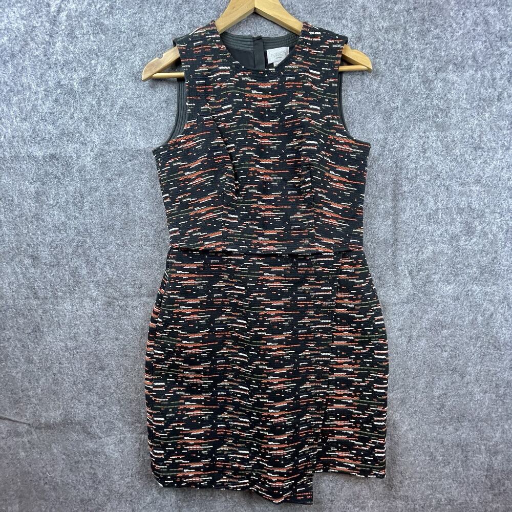 Grey Jason Wu Dress 8 Knit Orange Heavy Tweed Faux Wrap Career Professional